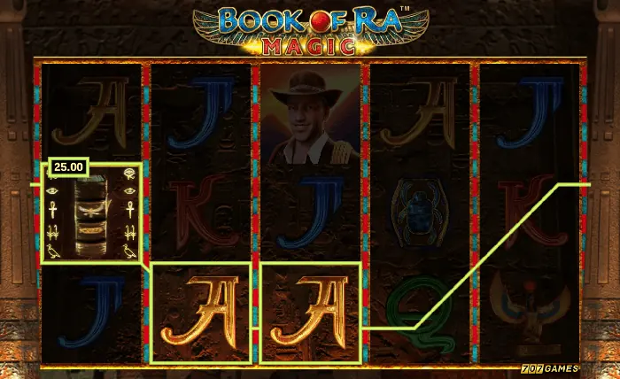 Book of Ra Magic free games showing an expanding symbol